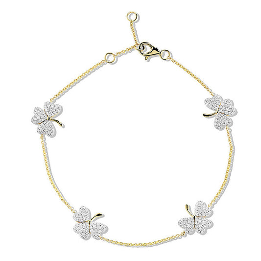 14kt Gold Lab Diamond Shamrock Bracelet