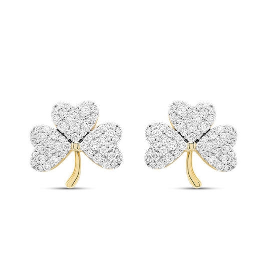 14K Gold Lab Diamond Shamrock Earrings