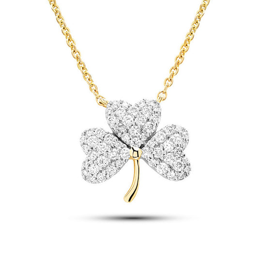 14kt Gold Lab Diamond Shamrock Necklace
