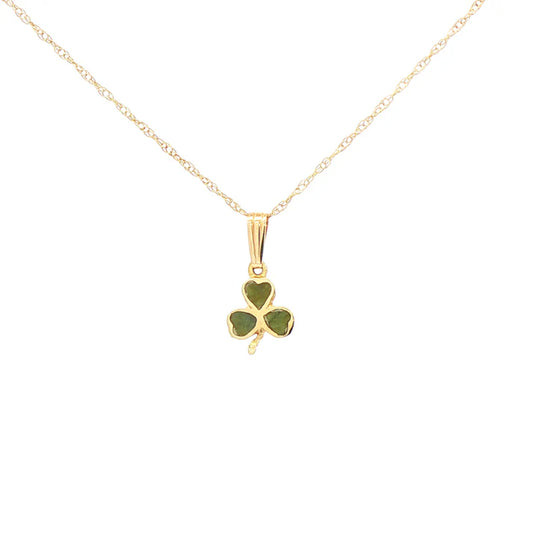 Facet 10K. Yellow Gold Connemara Marble Shamrock Pendant