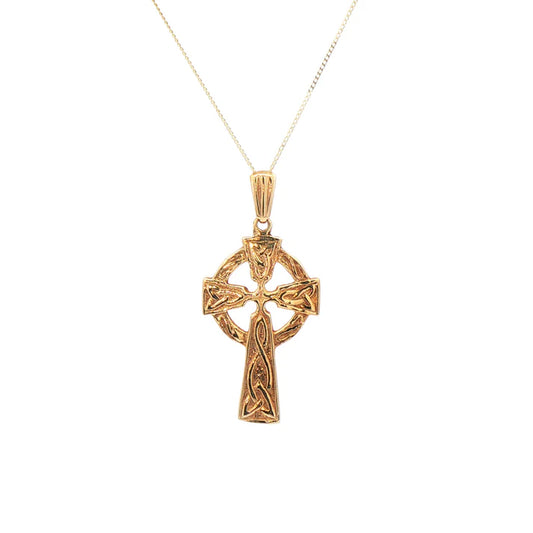 Facet 10K. Yellow Gold Medium Trinity Knot Celtic Cross