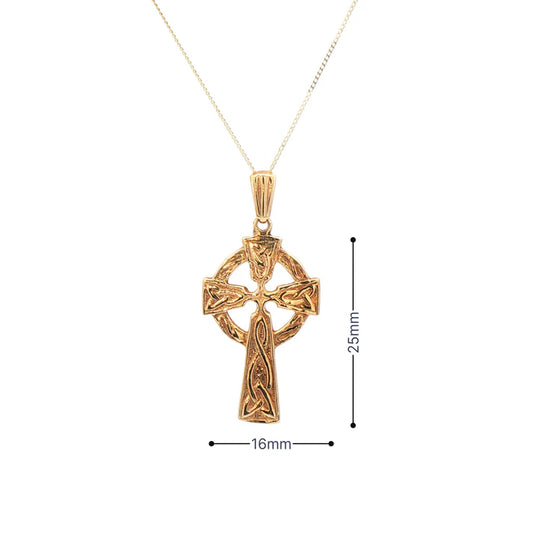 Facet 10K. Yellow Gold Medium Trinity Knot Celtic Cross