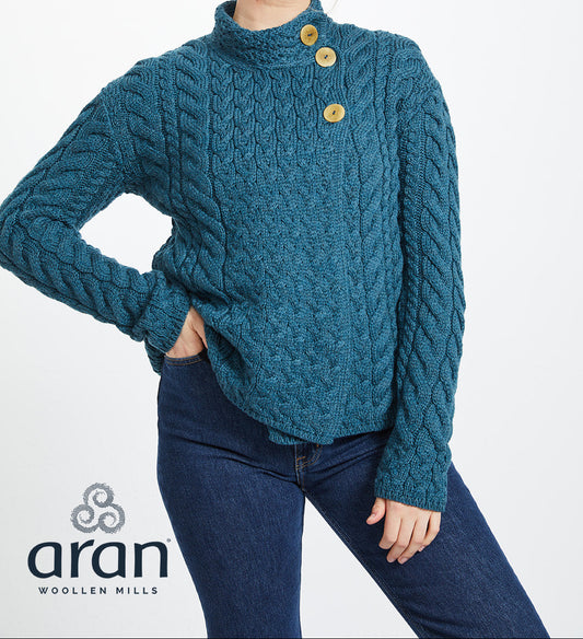 Aran Woollen Mills Super Soft Merino 3 Button Sweater