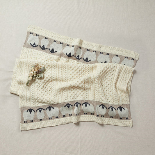 Aran Woollen Mills 100% Merino Wool Sheep Throw