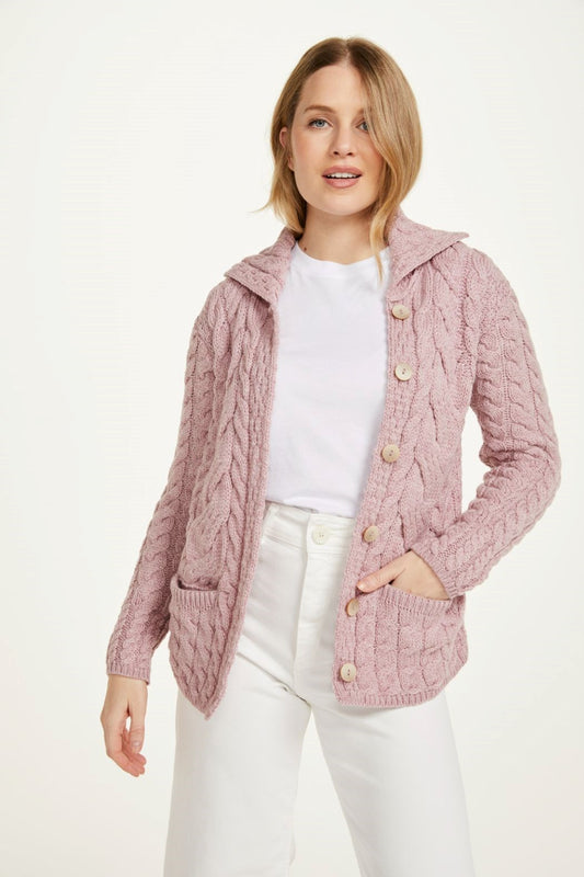 Ladies Button Cable Cardigan