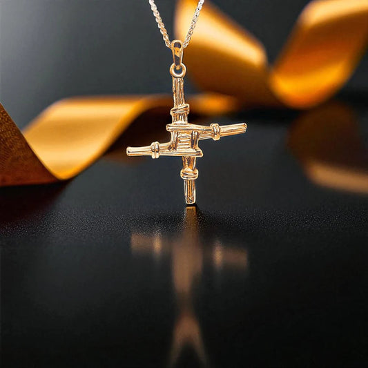 14K. YG St. Brigid Cross