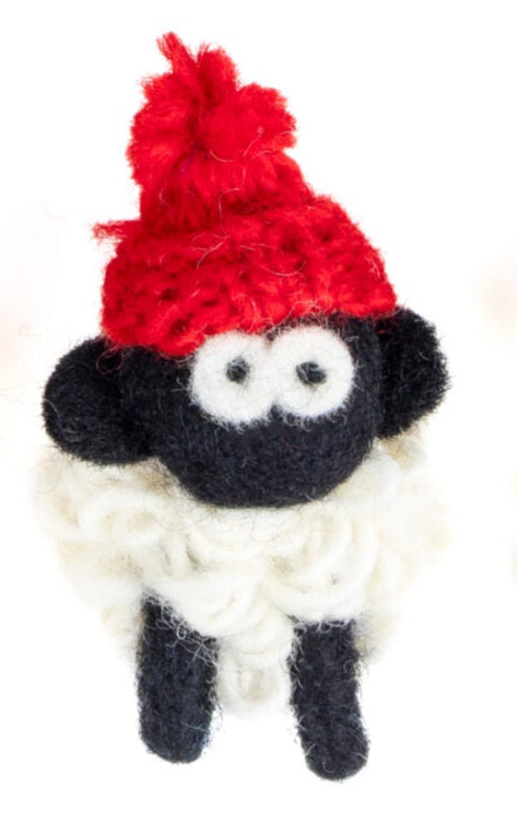 Small Sheep Magnet with Bobble Ski Cap