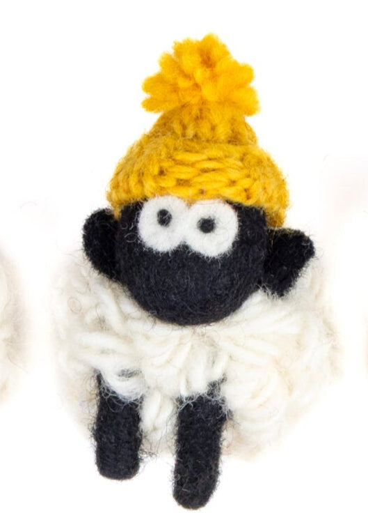 Small Sheep Magnet with Bobble Ski Cap