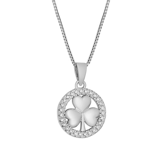 Solvar Sterling Crystal Small Shamrock Necklace