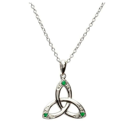 Sterling Silver Trinity Knot Diamond Emerald