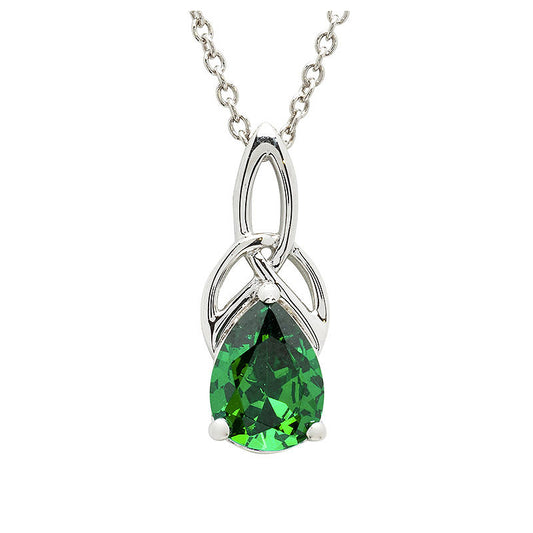 ShanOre Sterling & Green Crystal Drop Trinity Knot Necklace