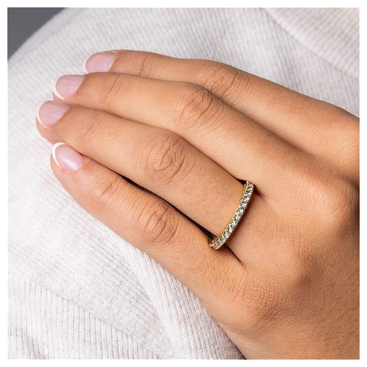 14K. Yellow Gold & Lab Diamond Thin Stacking Band