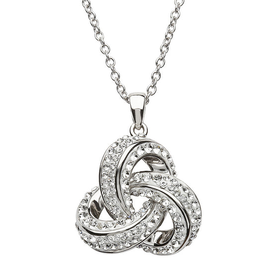 ShanOre Sterling Silver Swarovski Crystal Raised Trinity Knot Pendant