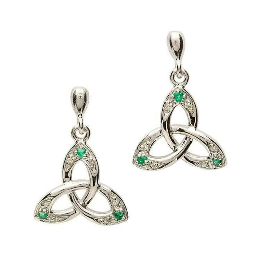 ShanOre Celtic Trinity Knot Earring Set with Emerald and Diamonds