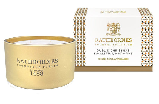 Rathbornes Travel Dublin Christmas Eucalyptus, Mint & Pine Candle
