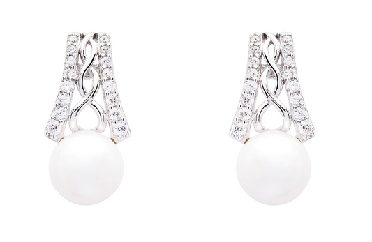 ShanOre Sterling Silver Trinity with Pearl/CZ Stud Earrings