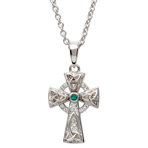 ShanOre Sterling & Green Swarovski Celtic Cross Necklace