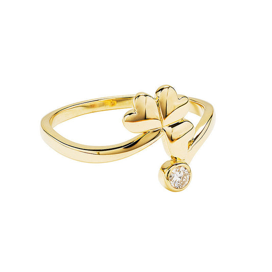 ShanOre 14K. Lab Diamond Bezel Shamrock Ring