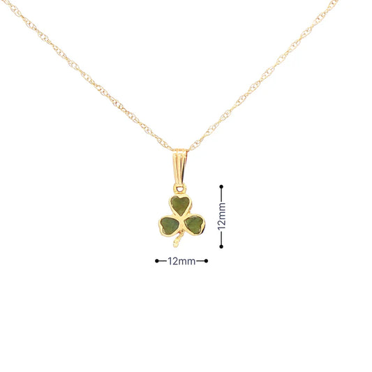 Facet 10K. Yellow Gold Connemara Marble Shamrock Pendant