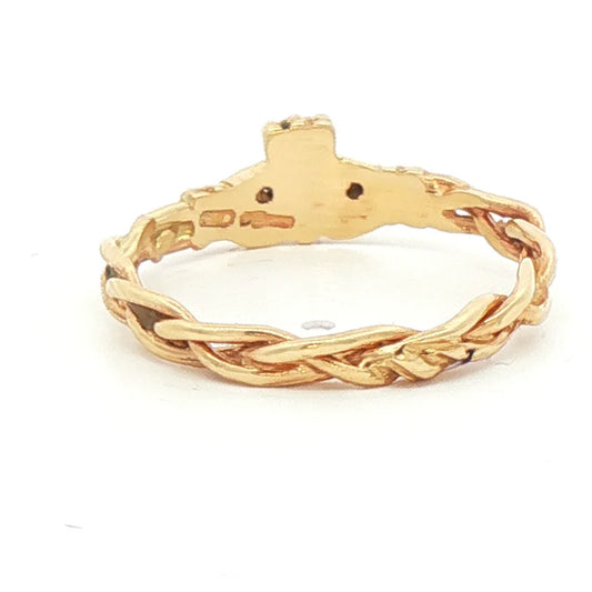 Facet 10K. Triple Celtic Knot Claddagh Ring