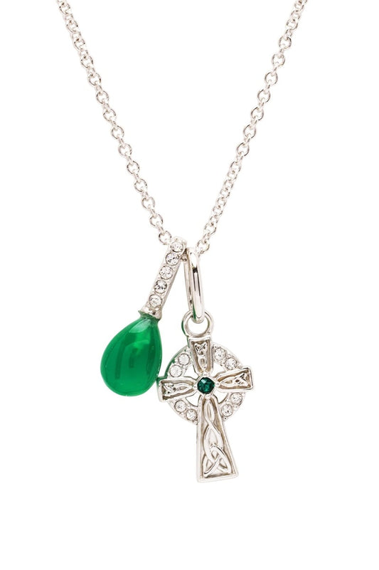 ShanOre Sterling Crystal & Agate Celtic Cross Necklace