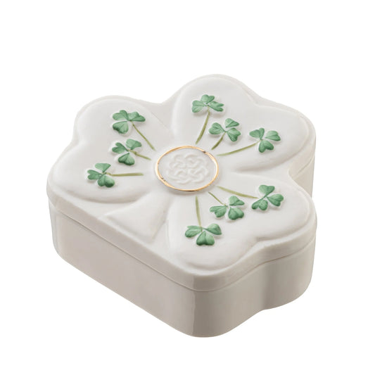 Belleek Shamrock Shaped Gift Box