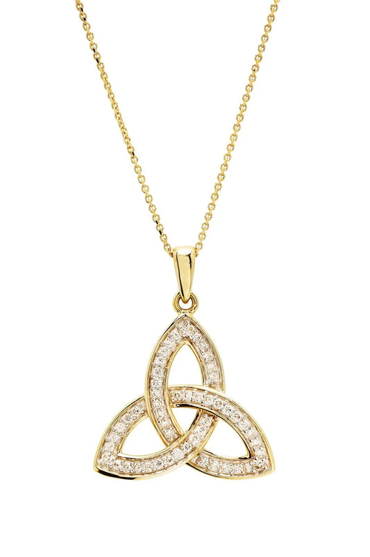 14kt Gold Lab Diamond Stone Set Trinity Knot Necklace .25 ct.