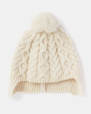 Aran Woollen Mills Super Soft Child's Pom Pom Hat with Flaps