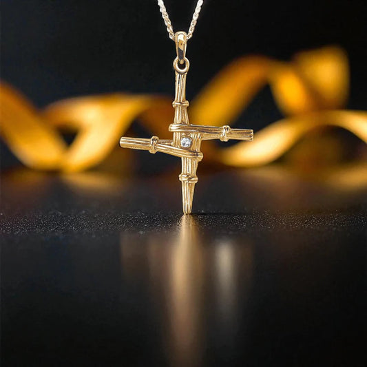 14K. YG St. Brigid Cross Diamond