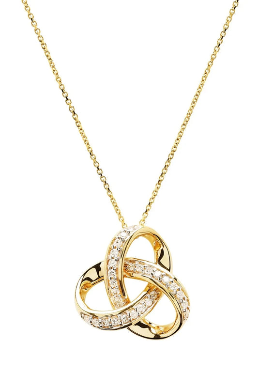 14kt Gold Lab Dia Celtic Love Knot Trinity Neck .20ct