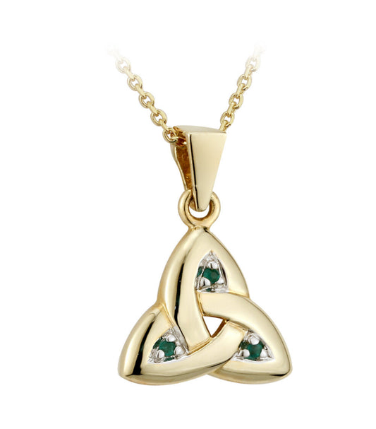 14K. YG Emerald Trinity Pendant