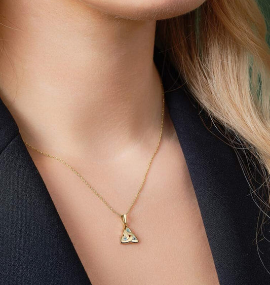 14K. YG Emerald Trinity Pendant