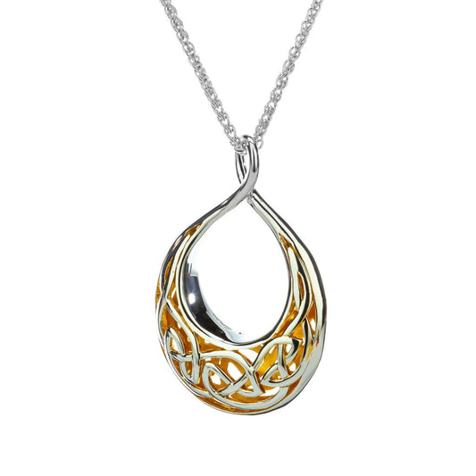 Sterling & 22k GP Window Teardrop Small Necklace