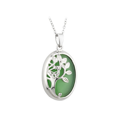 Rhodium Tree of Life Resin Necklace