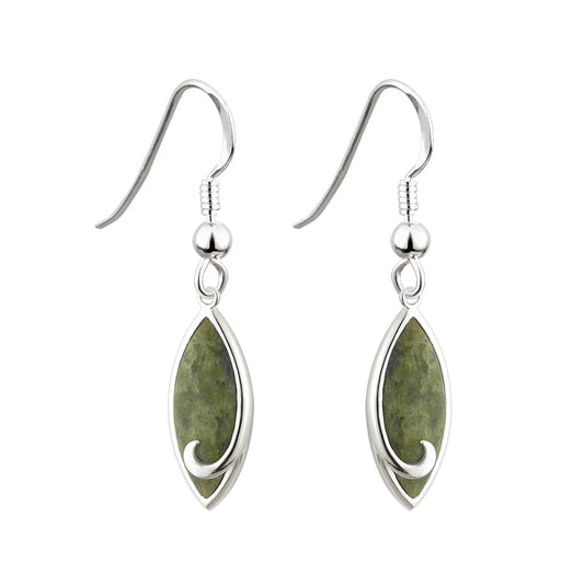 Solvar Rhodium Connemara Drop Oval Earrings