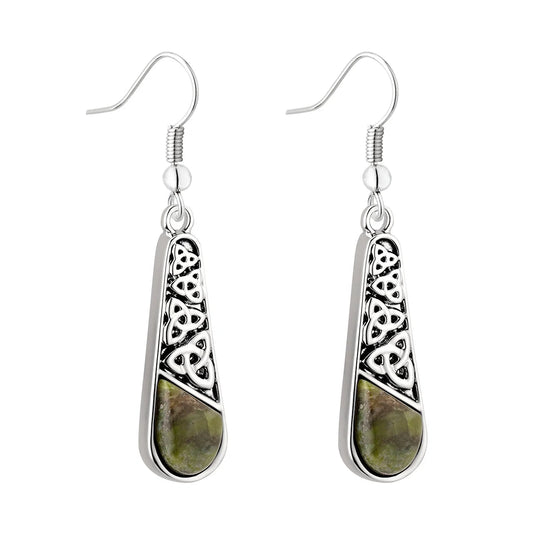 Solvar Rhodium Connemara Drop Trinity Earrings
