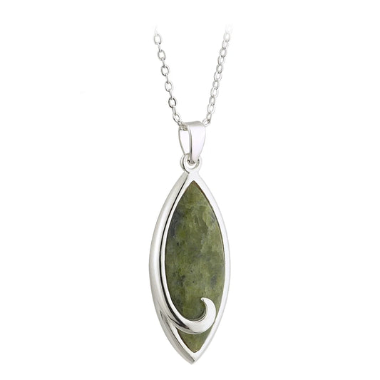 Solvar Rhodium Connemara Drop Oval Necklace