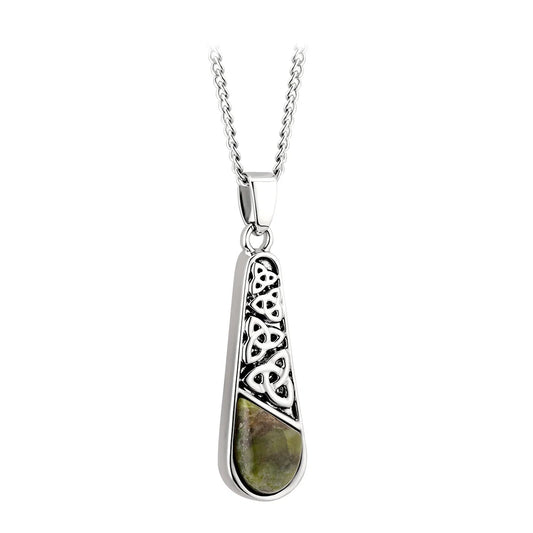 Rhodium Trinity Knot Narrow Necklace with Connemara Marble