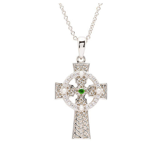 ShanOre Sterling & Green Celtic Cross