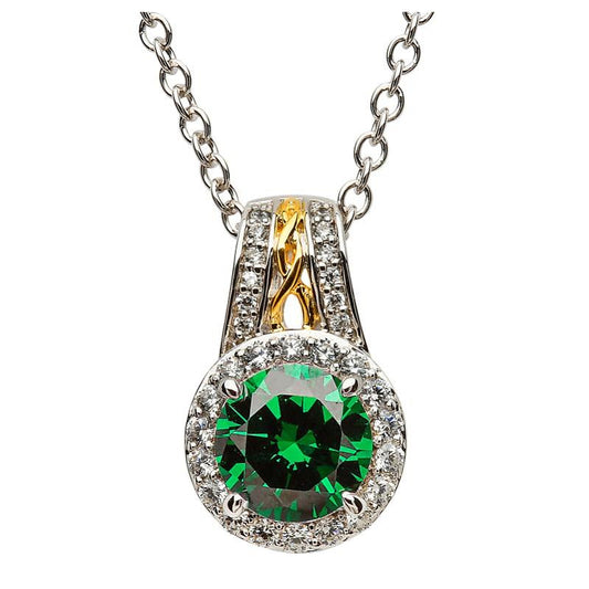 Sterling Silver CZ Cushion Halo Pendant