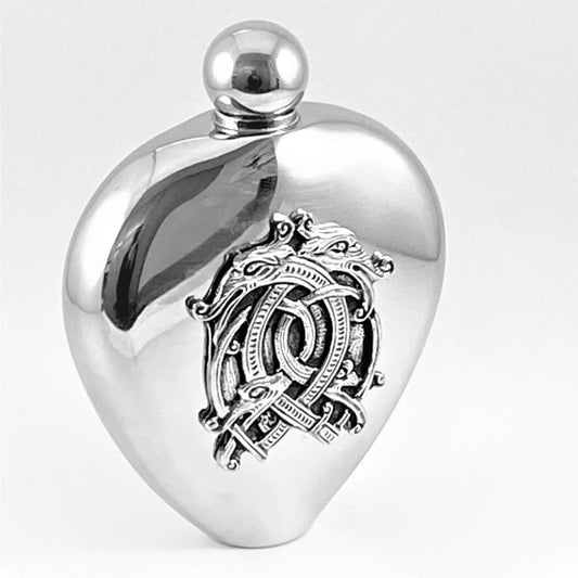 Mullingar Pewter Teardrop Whiskey Flask Celtic