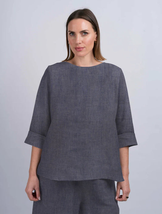Women's Linen 3/4 Sleeve Top by Celtic Tweed