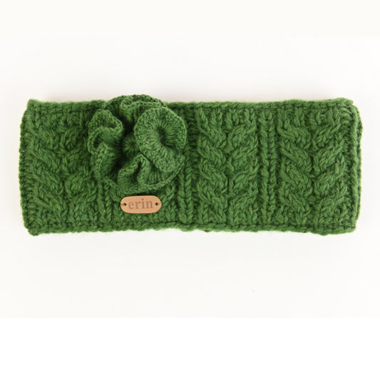 Aran Cable Headband with Flower