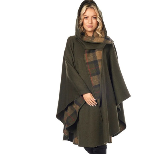 Hourihan Double Lined Mid-Calf Cape in Loden