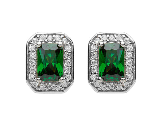 Fado Sheelin Sterling Silver and Green CZ Earrings